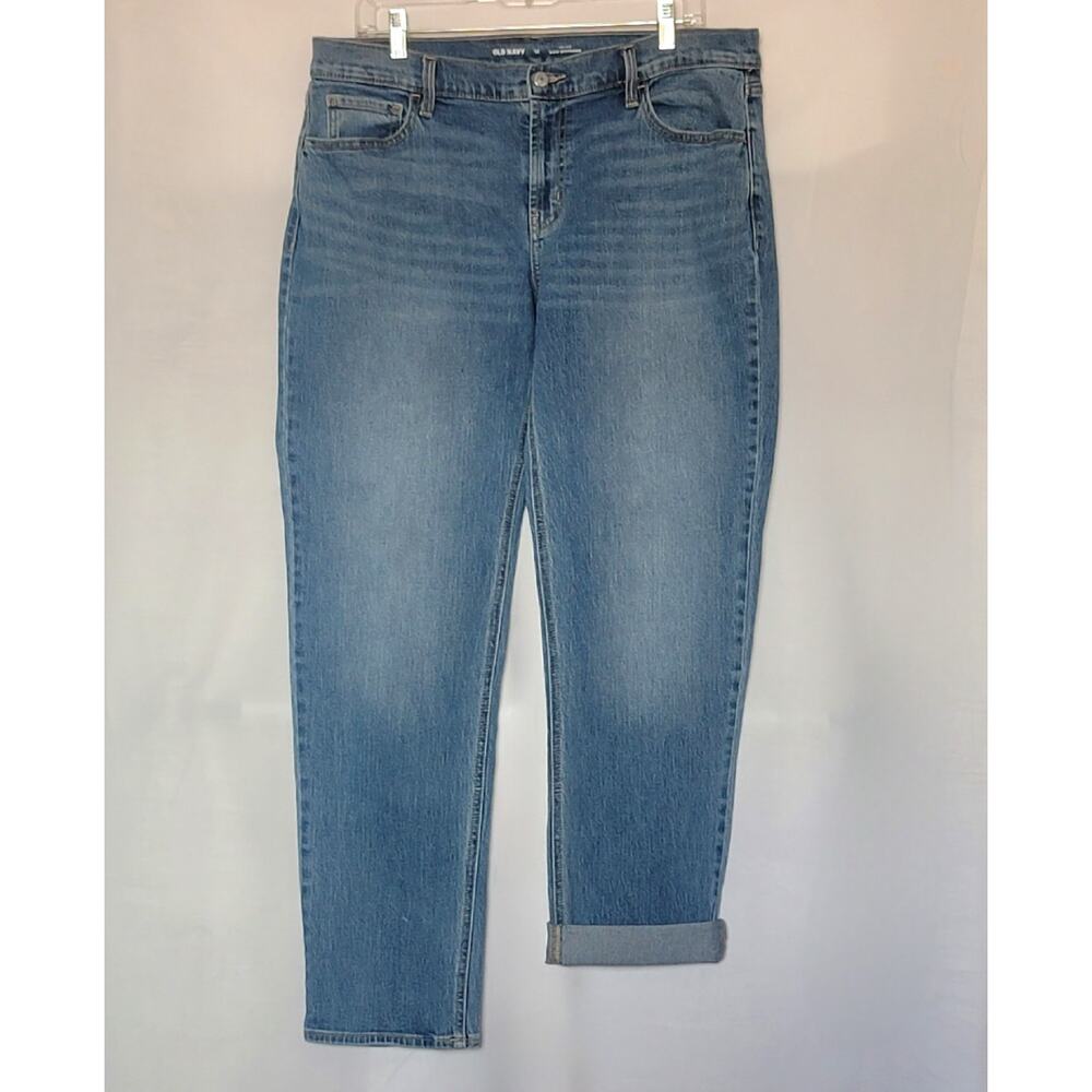 Womens Old Navy Wow Boyfriend Straight Ankle Medium Wash Blue Denim Jeans Sz: 12